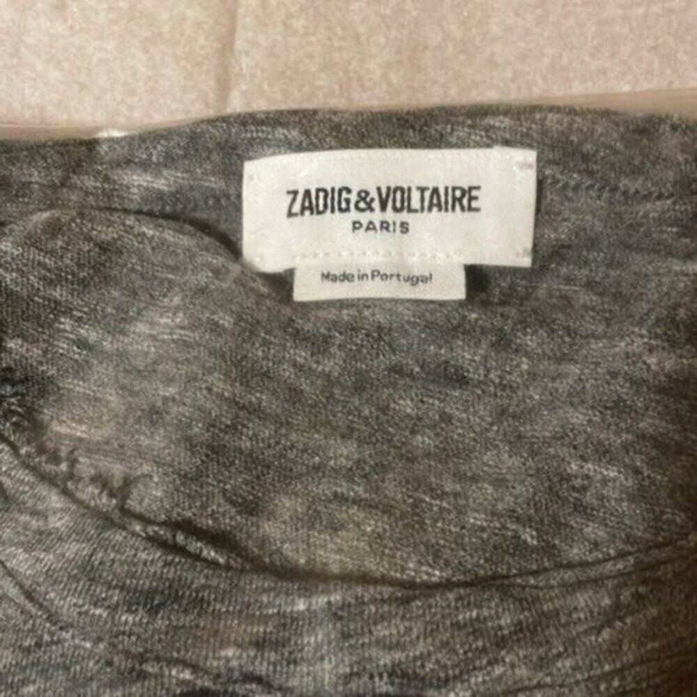 Zadig & Voltaire Flocked Rock Detail Tee Gray M - Picture 7 of 12